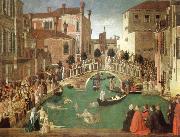 Gentile Bellini the miracle of the true cross near san lorenzo bridge France oil painting reproduction